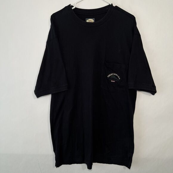 Vintage Tommy Bahama Relax T Shirt Mens Size Large Black Short Sleeve Pocket - Picture 1 of 9